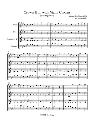 Crown Him with Many Crowns (Wind Quartet) (arr. Jordan Grigg)