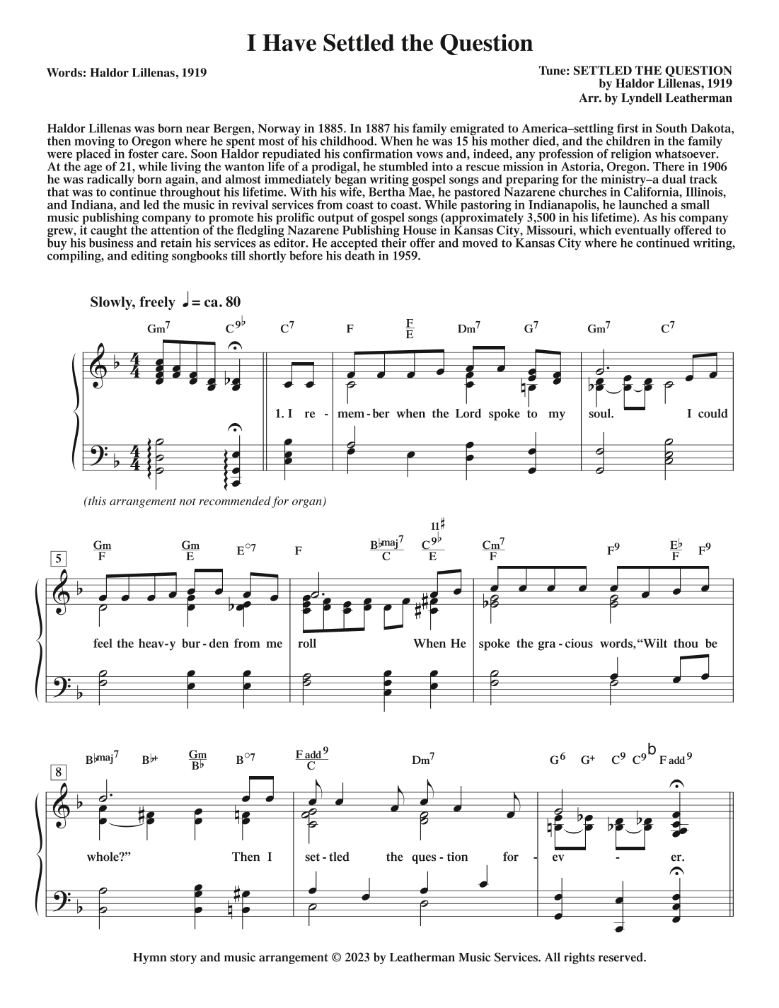 I Have Settled the Question (arr. Lyndell Leatherman)