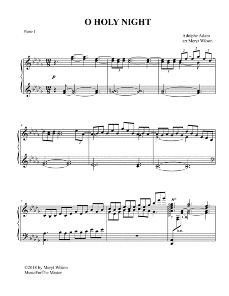 O Holy Night for 2 pianos, 4 hands, Advanced, in the style of Debussy (arr. Meryt Wilson)