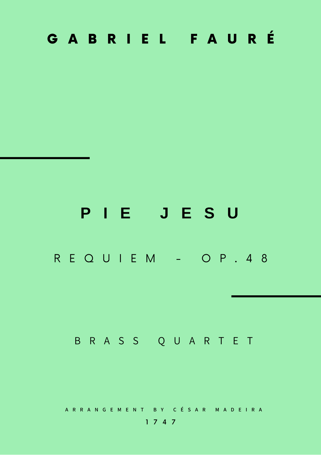 Pie Jesu (Requiem, Op.48) - Brass Quartet (Full Score) - Score Only (arr. César Madeira)