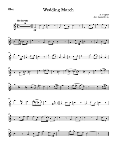 Wedding March by Wagner for oboe (easy) (arr. Daniel C. M.)