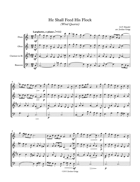 He Shall Feed His Flock (Wind Quartet) (arr. Jordan Grigg)
