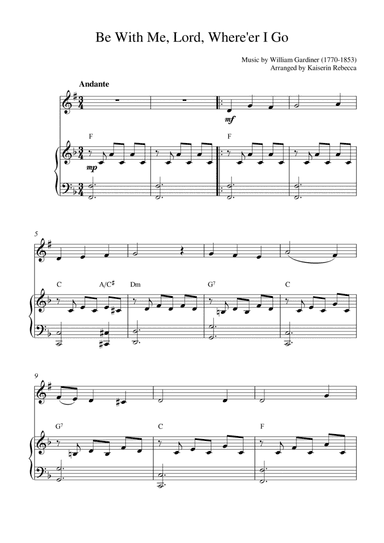 Be With Me, Lord, Where'er I Go (for trumpet in B flat solo and piano accompaniment) (arr. Kaiserin Rebecca)
