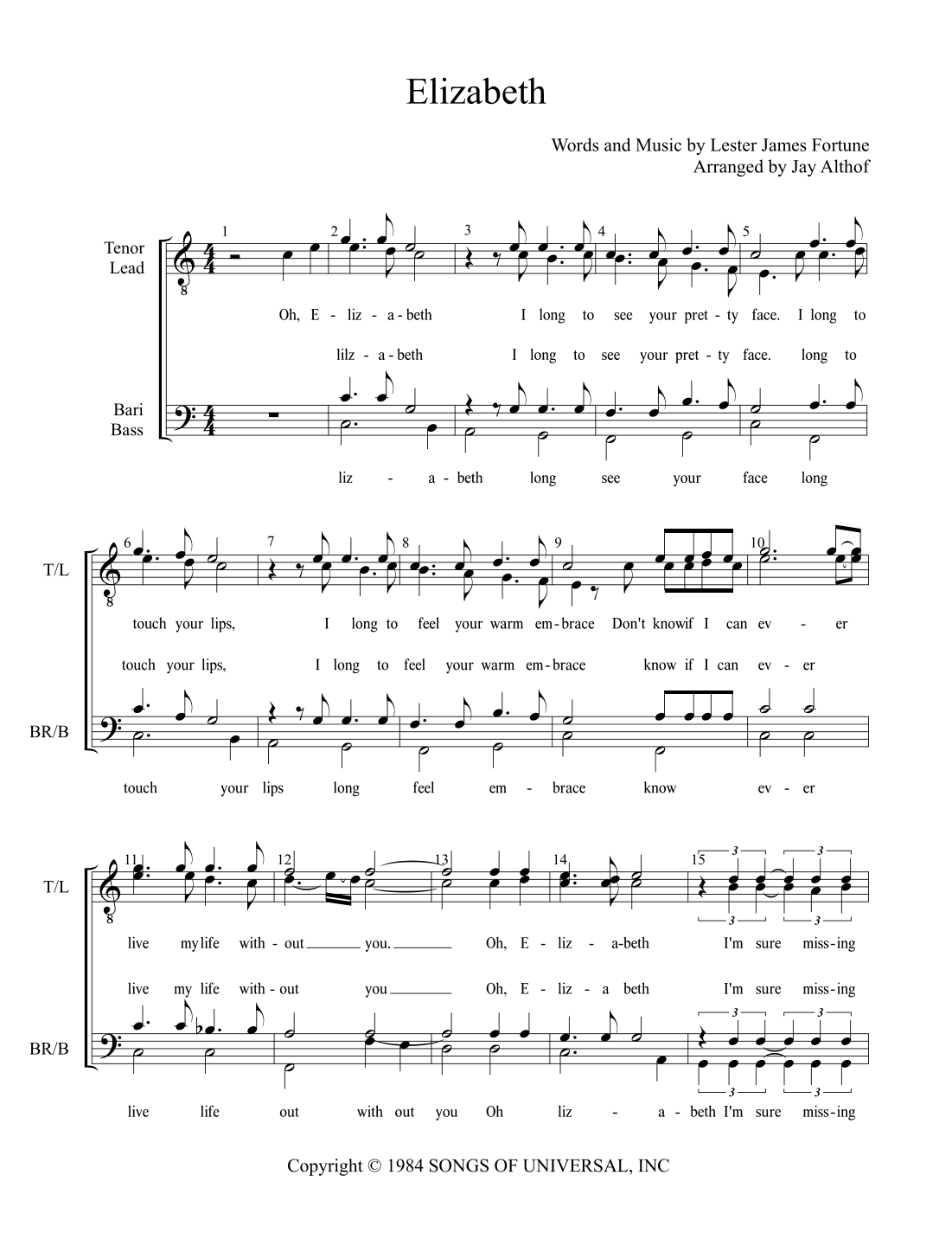 Elizabeth (arr. Jay Althof)