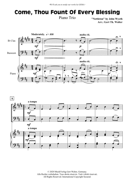 Come, Thou Fount Of Every Blessing (arr. Gert Th. Walter)