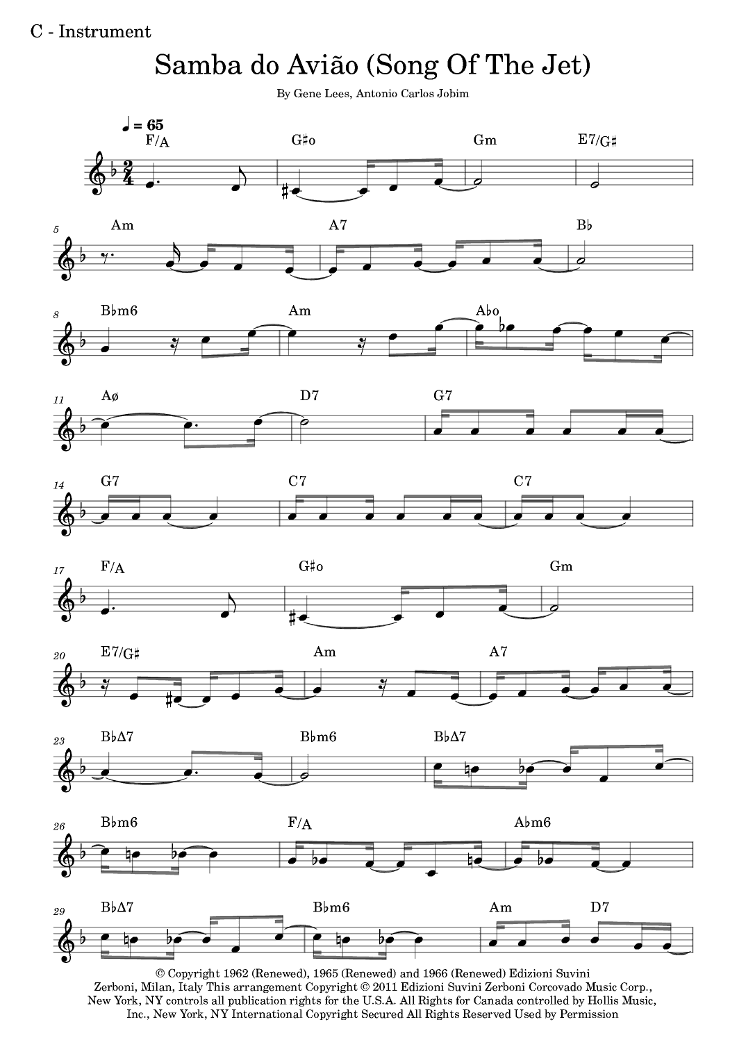 Song Of The Jet (samba Do Avião) (arr. Fabio Eduardo de Oliveira)