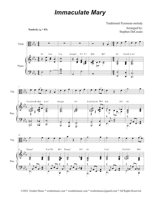 Immaculate Mary (Viola solo and Piano) (arr. Stephen DeCesare)