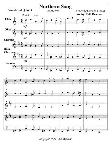 Northern Song-Schumann-woodwind quintet (arr. Phil Beaman)