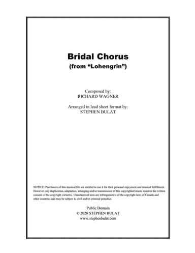 Bridal Chorus (Wagner) - Lead sheet (key of Db) (arr. Stephen Bulat)
