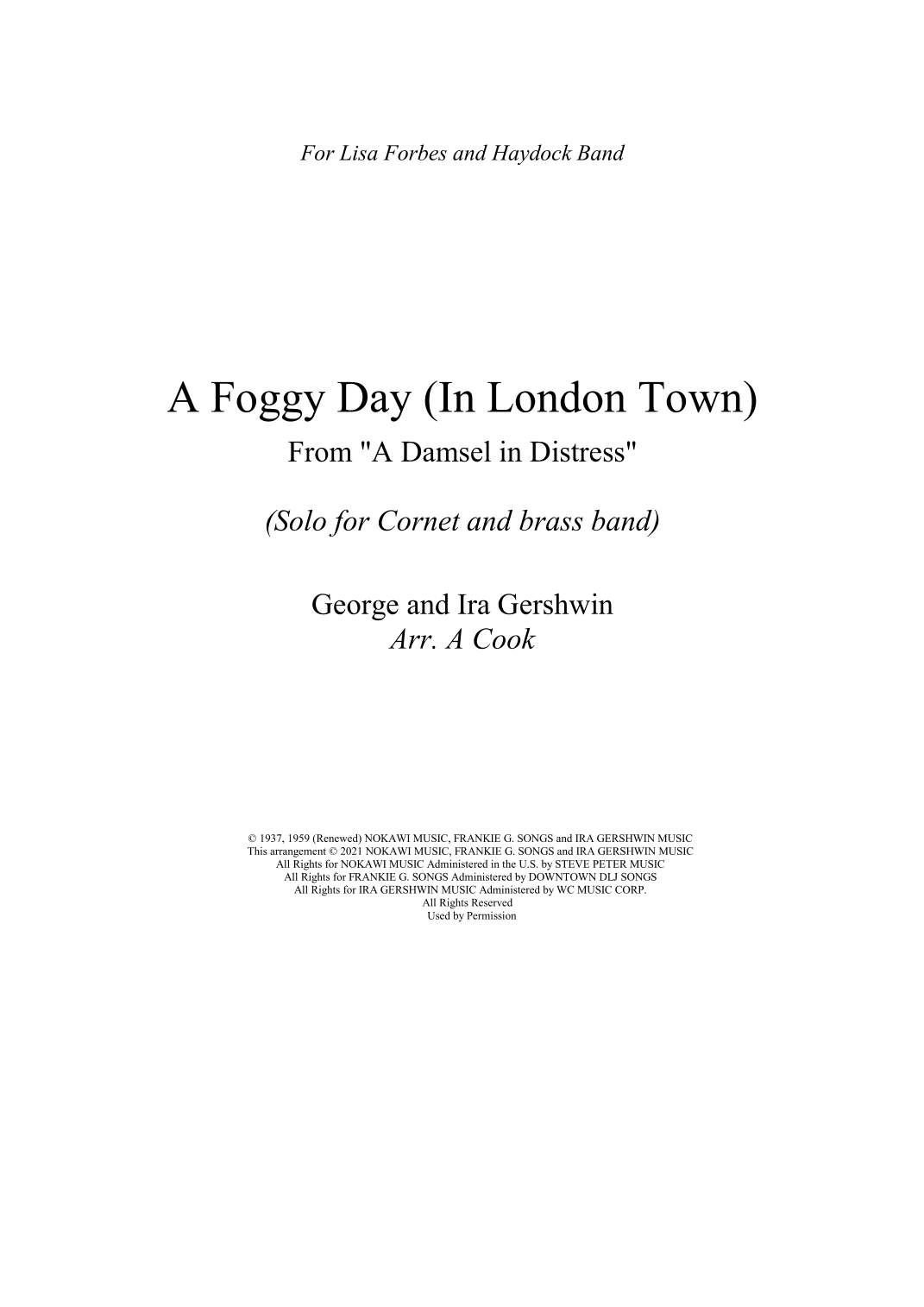 A Foggy Day (in London Town) (arr. Andi Cook)