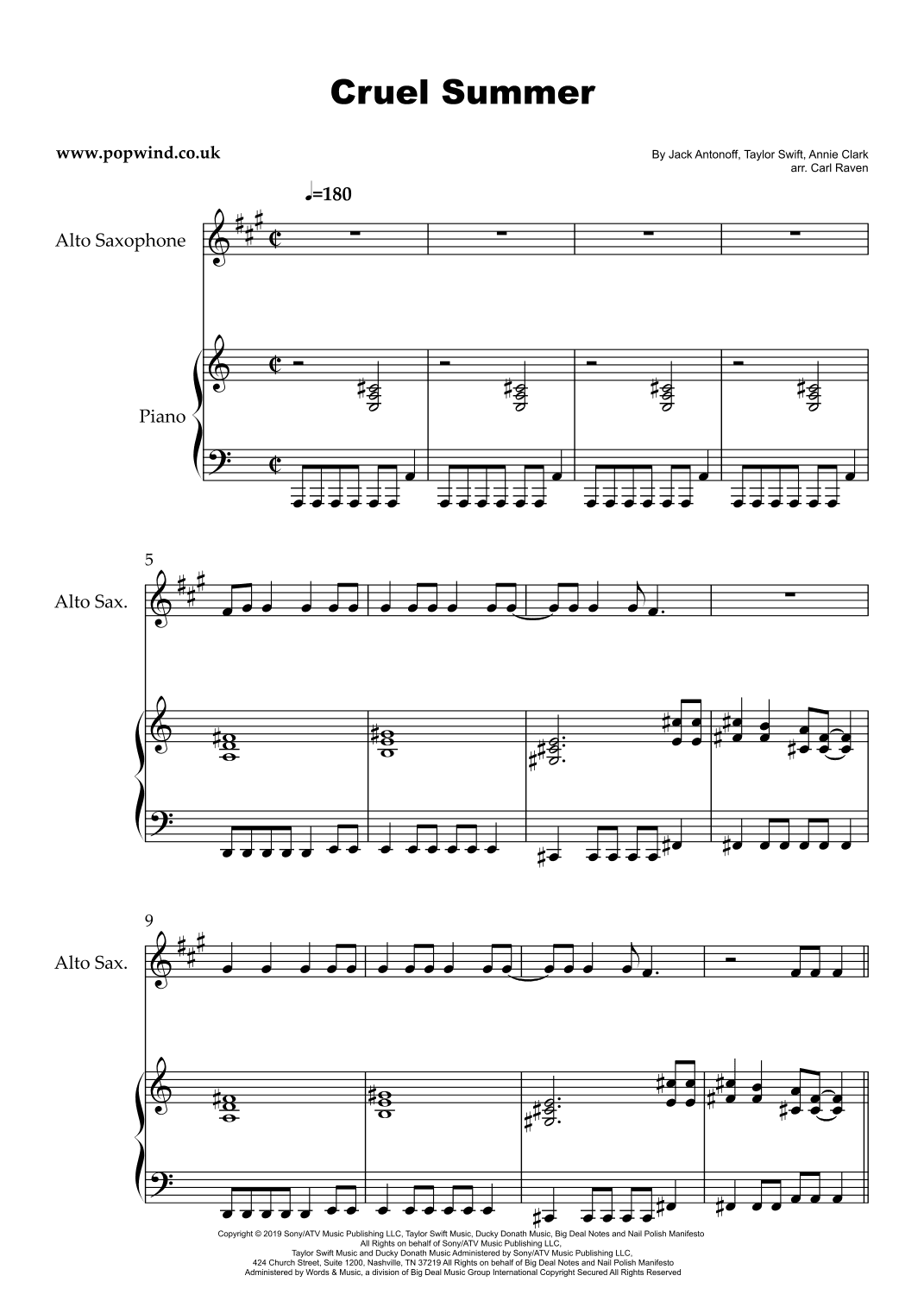 Cruel Summer (arr. Carl Raven)