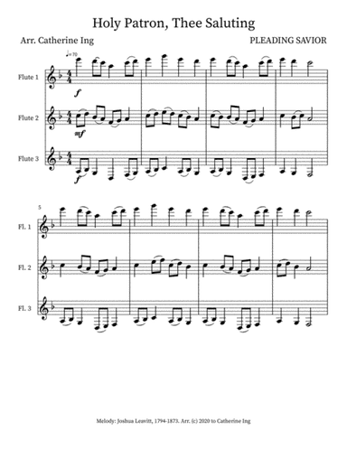 Holy Patron Thee Saluting for Flute Trio (arr. Catherine Ing)