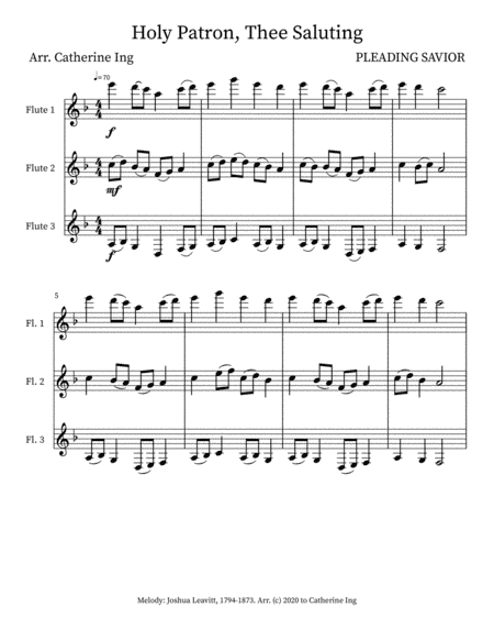 Holy Patron Thee Saluting for Flute Trio (arr. Catherine Ing)