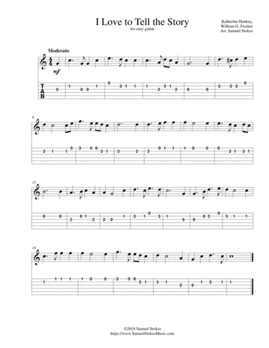 I Love to Tell the Story - for easy guitar with TAB (arr. Samuel Stokes)