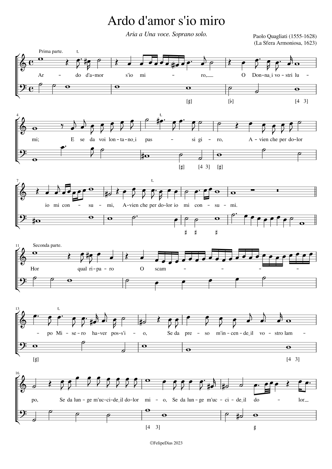 Ardo d'amor s'io miro (arr. Early Music Scores)