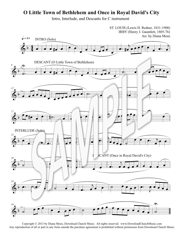 O Little Town of Bethlehem and Once in Royal David's City - C instrument descants (arr. Diana Meux)