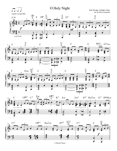 O Holy Night - gospel jazz arr. for solo piano (arr. Steve Lancaster)