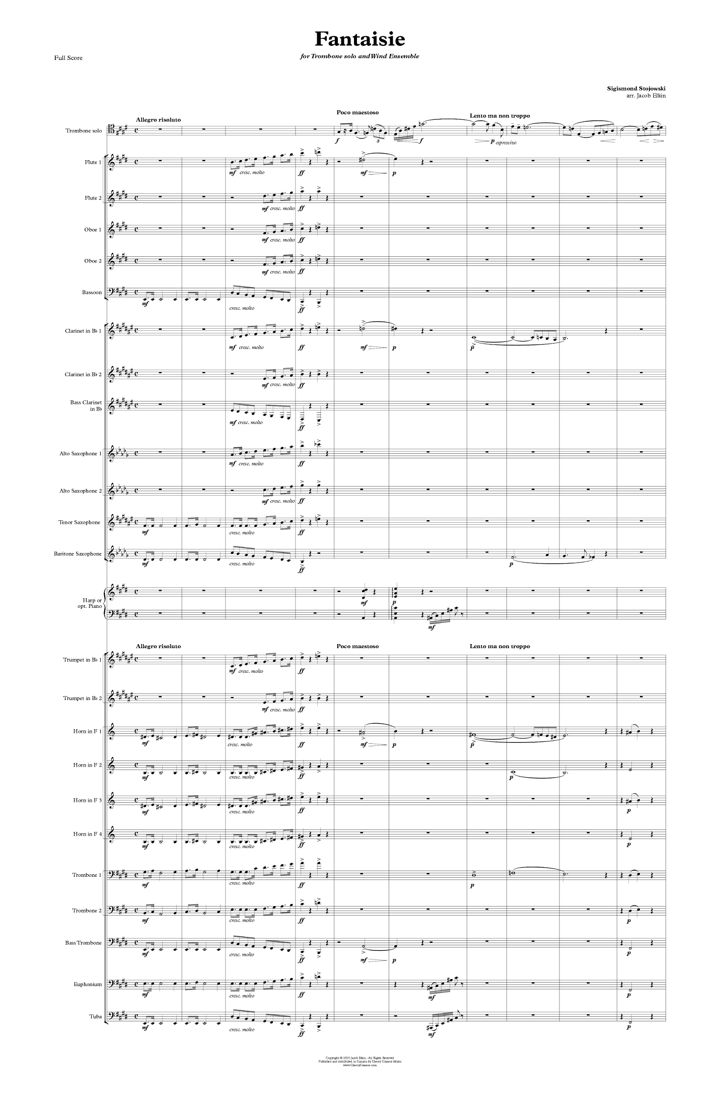 Fantasy for Trombone and Band or Wind Ensemble (arr. Jacob Elkin)