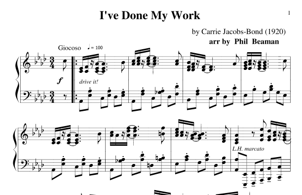 I've Done My Work - piano solo (arr. Phil Beaman)