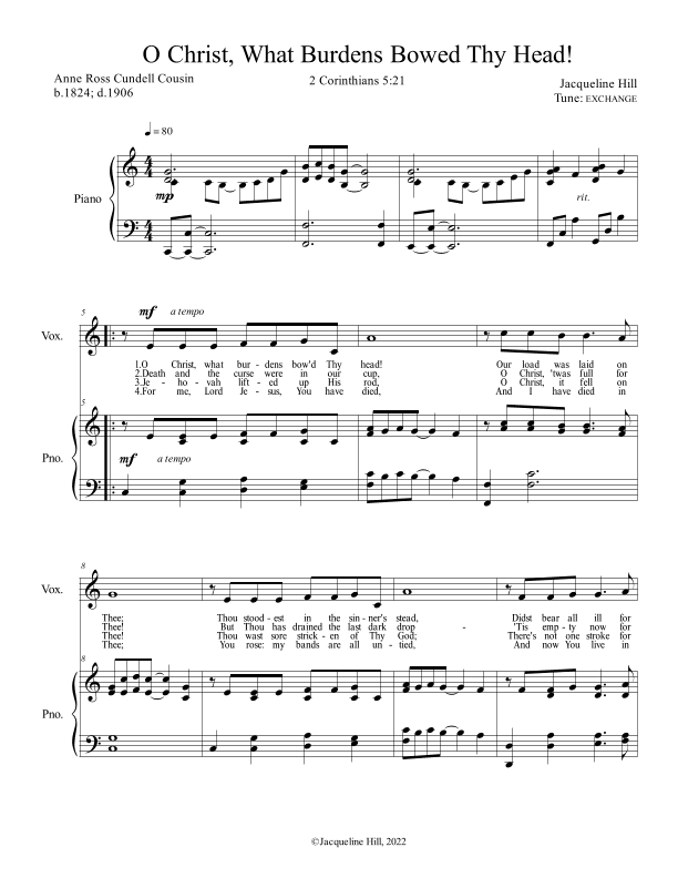 Oh Christ, What Burdens Bowed Thy Head! (arr. Jacqueline Hill)