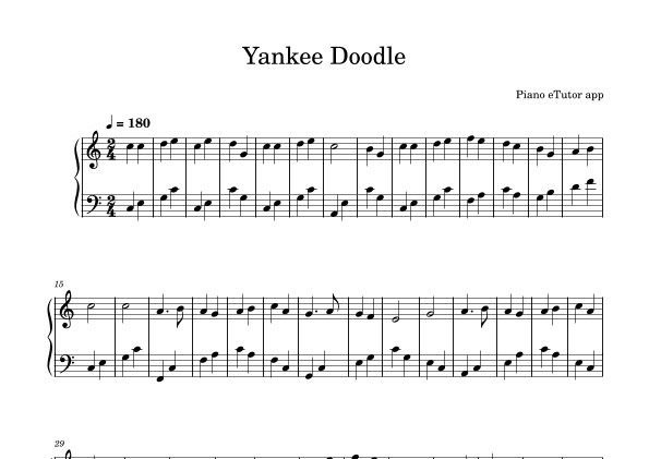 Yankee Doodle - piano (arr. Piano eTutor app)