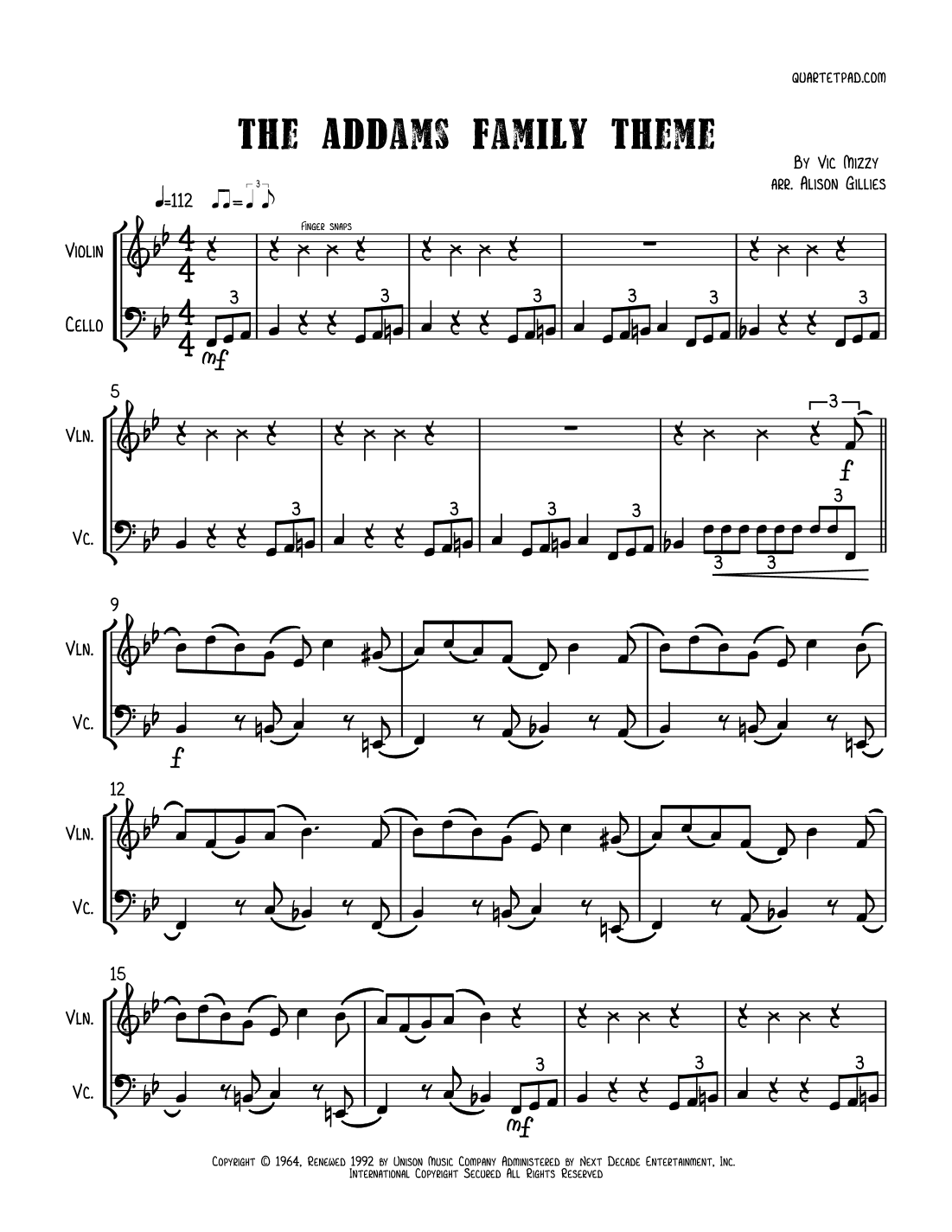 Addams Family Theme (arr. Alison Gillies)