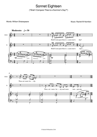Sonnet Eighteen ("Shall I Compare Thee") - SSA
