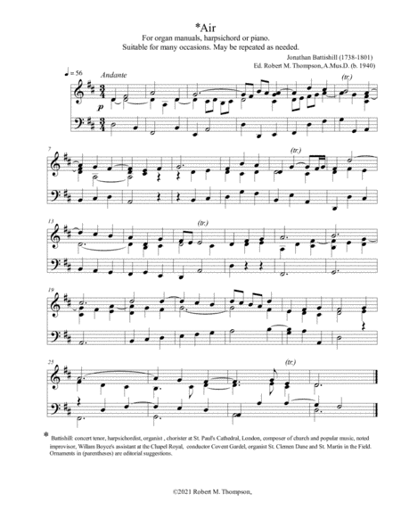 Air for Organ or Piano (arr. Bob Thompson)