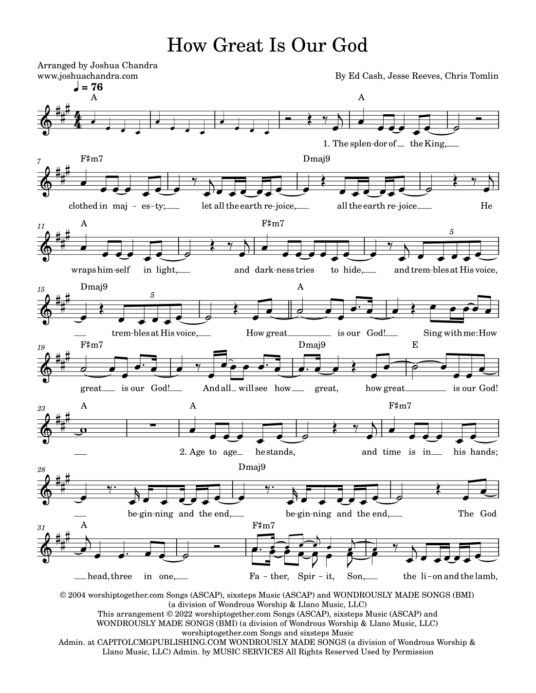 How Great Is Our God (arr. Joshua Chandra)