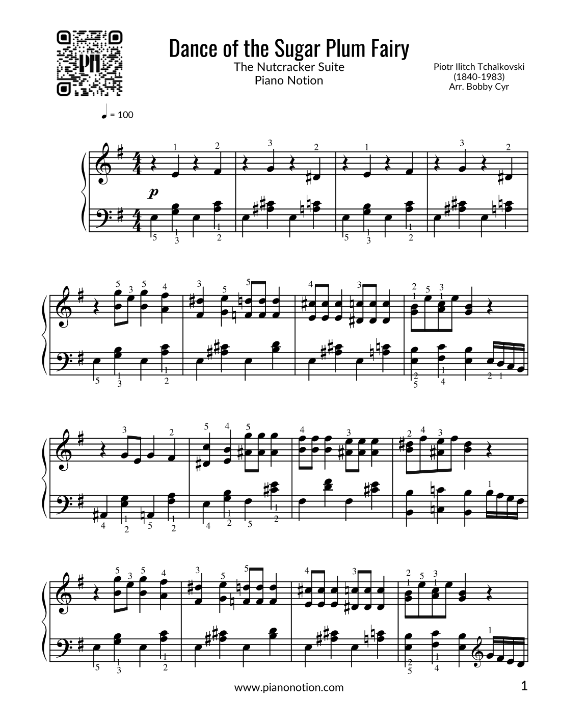 Dance of the Sugar Plum Fairy - The Nutcracker Suite (Easy Piano) (arr. Bobby Cyr)