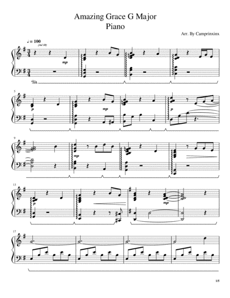 Amazing Grace in G Major (arr. camprinxinx)