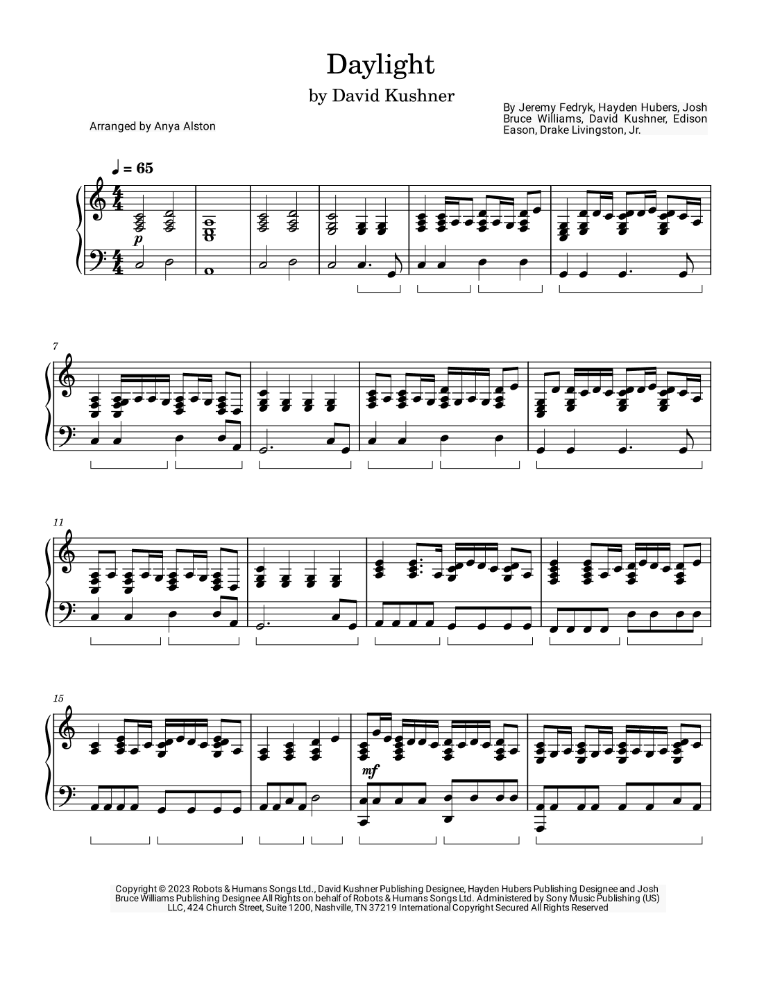 Daylight (arr. Anya Alston)