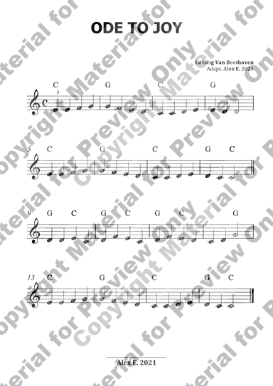 Ode to Joy - Easy Piano Sheet Music with Note Names (arr. Alex E.)