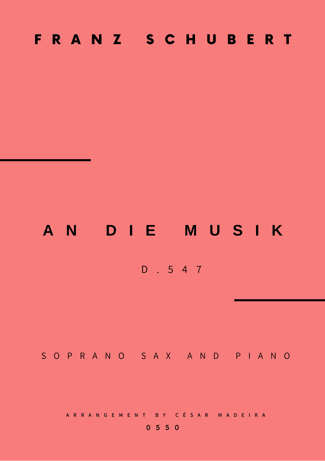 An Die Musik - Soprano Sax and Piano (Full Score and Parts) (arr. César Madeira)