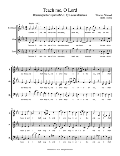 Attwood - Teach Me O Lord (SAB) (arr. Lucas Marincak)