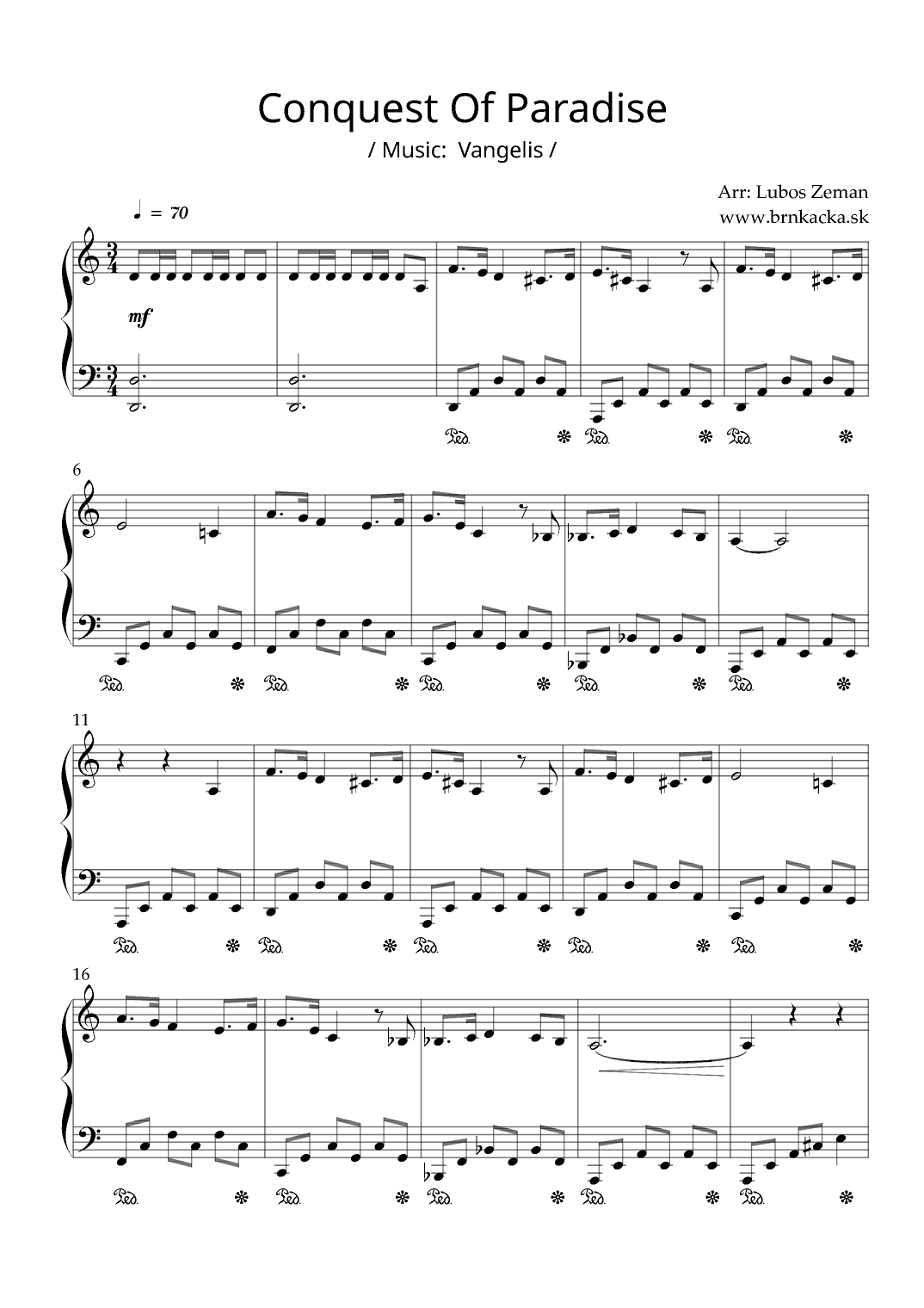 Conquest Of Paradise (arr. Lubos Zeman)