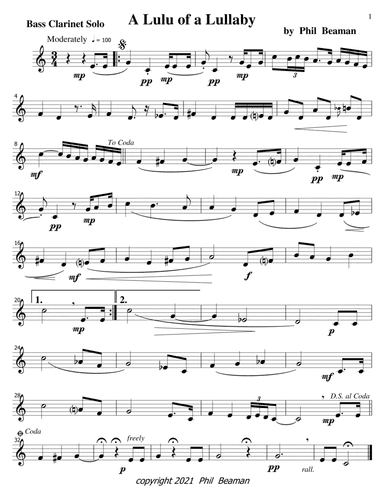 A Lulu of a Lullaby-bass clarinet solo