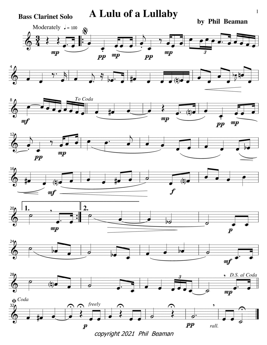 A Lulu of a Lullaby-bass clarinet solo