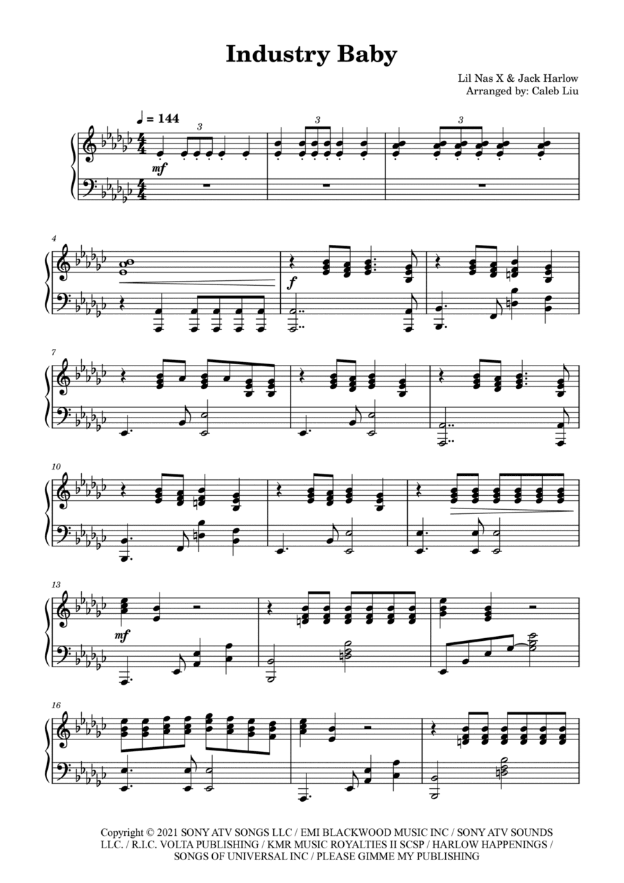 Industry Baby (arr. Caleb Liu)