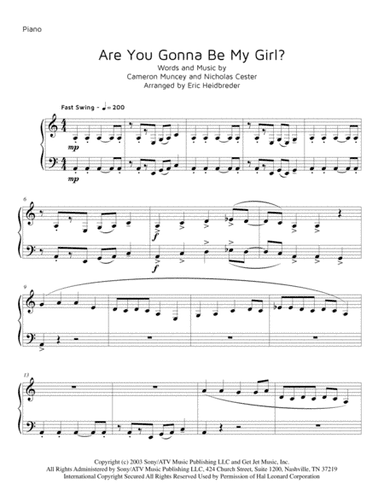 Are You Gonna Be My Girl (arr. Eric Heidbreder)