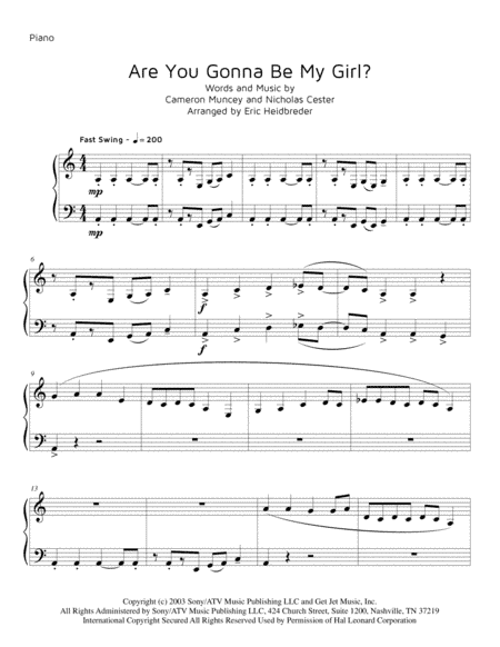 Are You Gonna Be My Girl (arr. Eric Heidbreder)