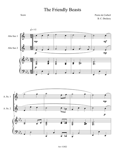 The Friendly Beasts (Alto Sax Duet with Piano Accompaniment) (arr. B. C. Dockery)