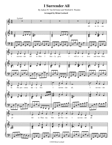 I Surrender All Piano and Voice (arr. Brian Lockard)