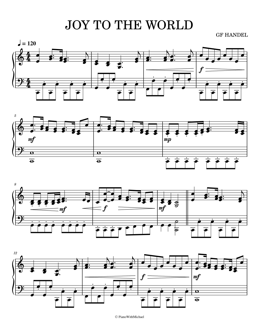 Joy To The World (arr. PianoWithMichael.com)