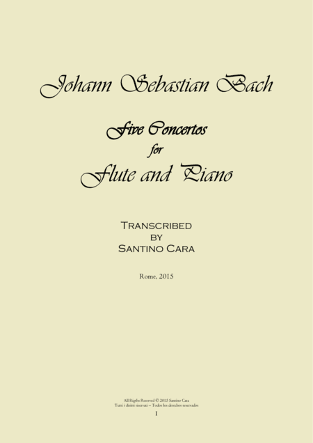 J.S.Bach - Flute and Piano - Five Concertos (arr. Santino Cara)