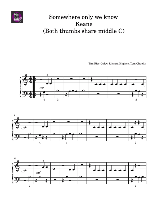 Somewhere Only We Know (arr. Gillian McCoy)