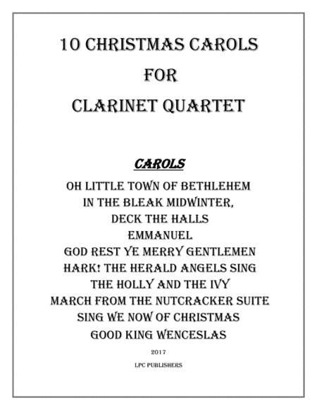 10 Christmas Carols for Clarinet Quartet (arr. Jeremy Corcoran)