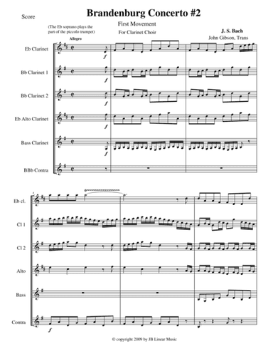 Bach Brandenburg Concerto #2 - 1st movement for Clarinet Choir (arr. John Gibson)