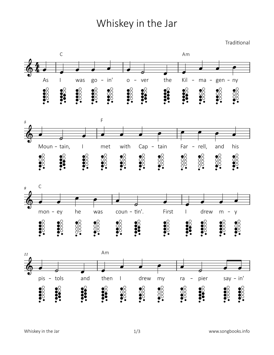 Whiskey in the Jar (arr. songbooks.info)