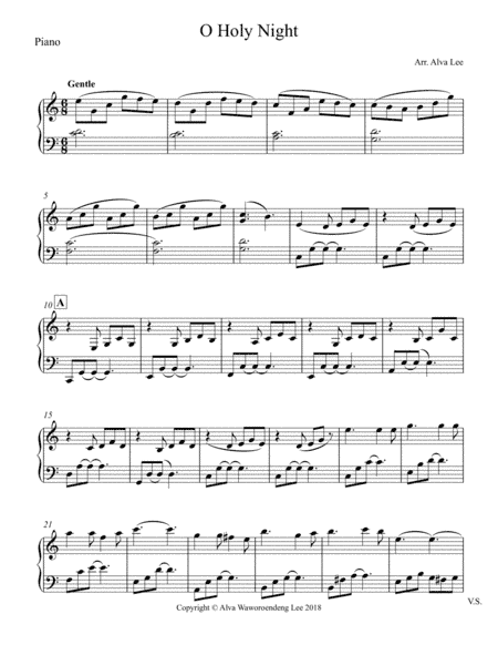 O Holy Night Piano (arr. Alva Lee 2018)